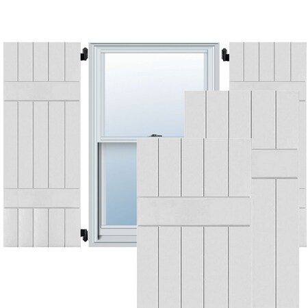 18W X 58H Exterior Five Board (2 Batten) Real Wood Pine Board-n-Batten Shutters, Primed PR